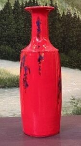 "Red Long Neck Wheel Thrown Vessel"