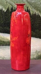 "Red Small Mouth Wheel Thrown Vessel"