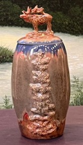 "Wheel Thrown Vessel with Elk Lid"