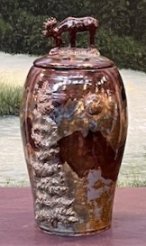 "Wheel Thrown Vessel with Moose lid" (Sold)